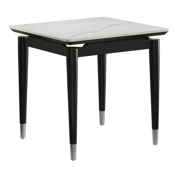 Furniture of America Stallia Mid-Century Modern Sintered Stone Top End Table, Black