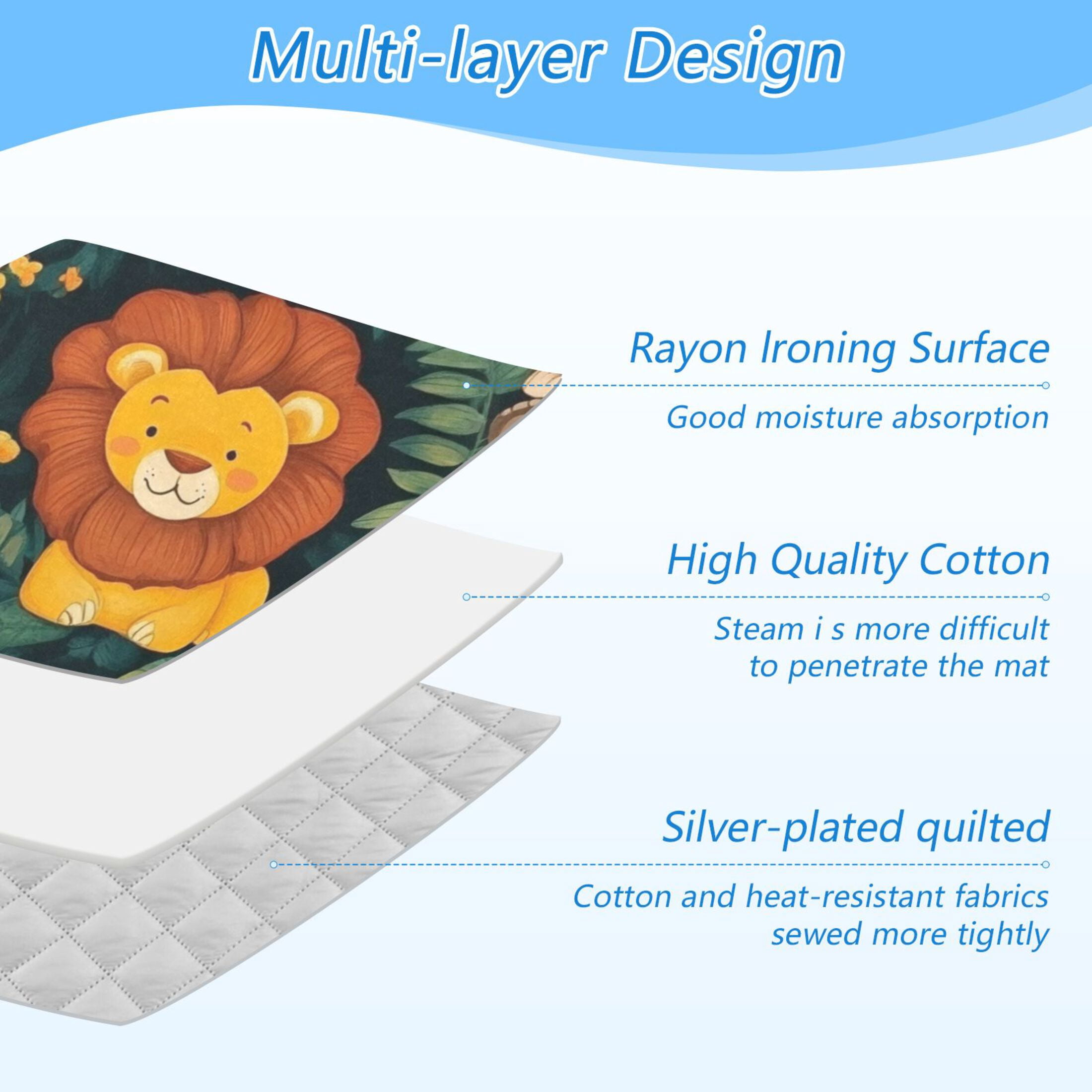 Cartoon Forest Animals Ironing Mat Blanket for Table Top Travel Portable Ironing Board Pad 47.2x27.6 Inch