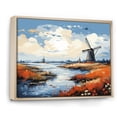 thumbnail image 2 of Designart "Dutch Countryside Wind Turbine Meadows II" Architecture Framed Wall Art - Industrial Blue Wind Turbines Entryway Framed Wall Art Print, 2 of 6