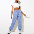 thumbnail image 3 of IYYVV Womens Sweat Pants with Pockets Elastic Waistband Petite Lounge Pants Baggy Sweatpants Solid Color Sweatpants Joggers Blue L, 3 of 6