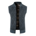 thumbnail image 3 of GHSOHS Mens Zip Sweater Fleece Vest Fall Winter Outdoor Stand Collar Sleeveless Knitted Wool Vest Jacket Vest Casual Outerwear(Blue,L), 3 of 5