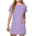 thumbnail image 1 of Robe à Manches Courtes pour Filles, Double Poche, Couleur Unie, Col Rond, Tenue Décontractée Quotidienne pour Fête, Noir Taille 120, 1 of 8