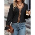 thumbnail image 3 of Blusa de manga larga con cuello en V y estampado de leopardo para mujer, otoño invierno 2023, vintage, 3 of 7