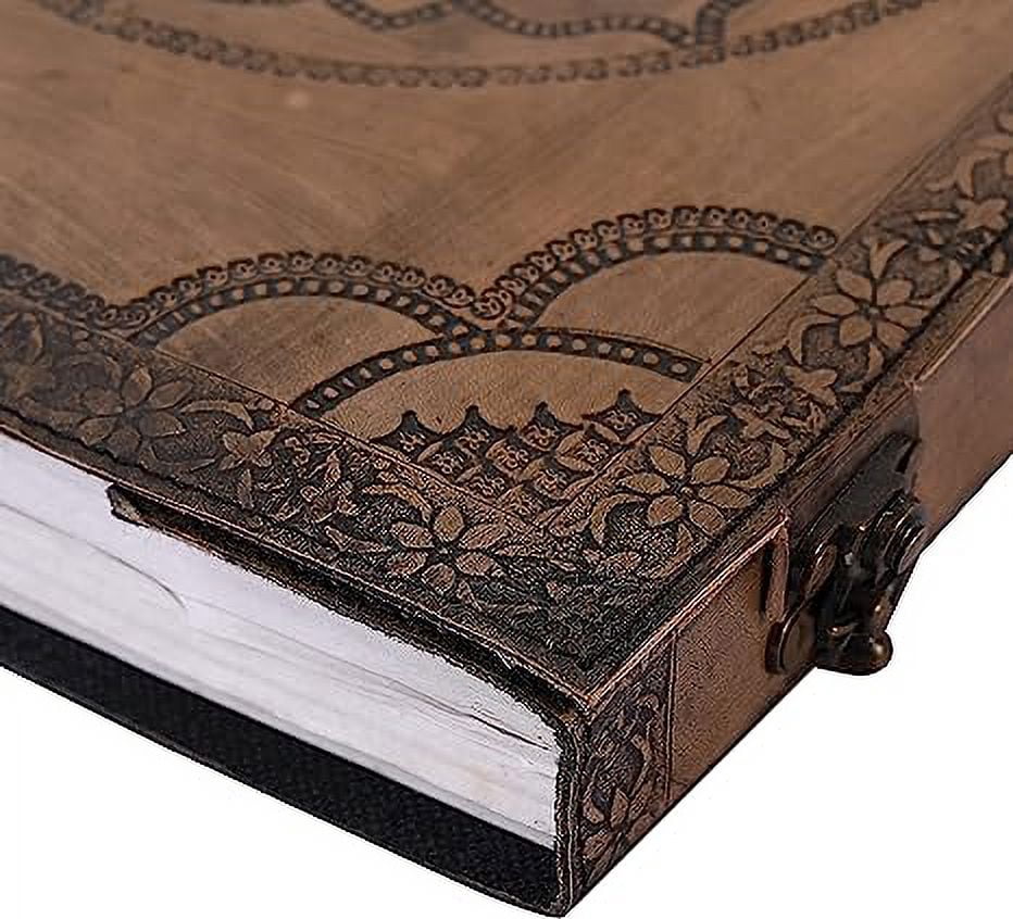 OVERDOSE Hand Embossed Stone Vintage Leather Journal - Handmade Antique Stone Journal For Students & Office For Men Women Diary Leather Sketchbook Drawing - Size 10 X 13 Inches | 25 X 33 cm