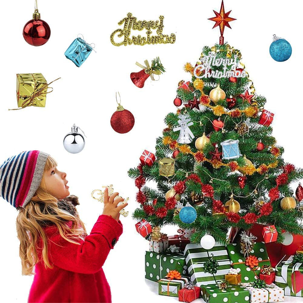 BESPORTBLE 32pcs Christmas Tree Ornaments Mini Drum Christmas Balls Jingle Bells Pendants Shatterproof Christmas Ornaments for Holidays Decoration Blue