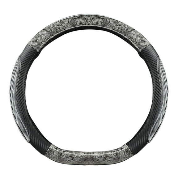 Eoozwa Car Steering Wheel Cover Wood Grain Design Breathable Leather Grip for All Season Use Non Slip Handle Cover Universal Fit 36-40cm