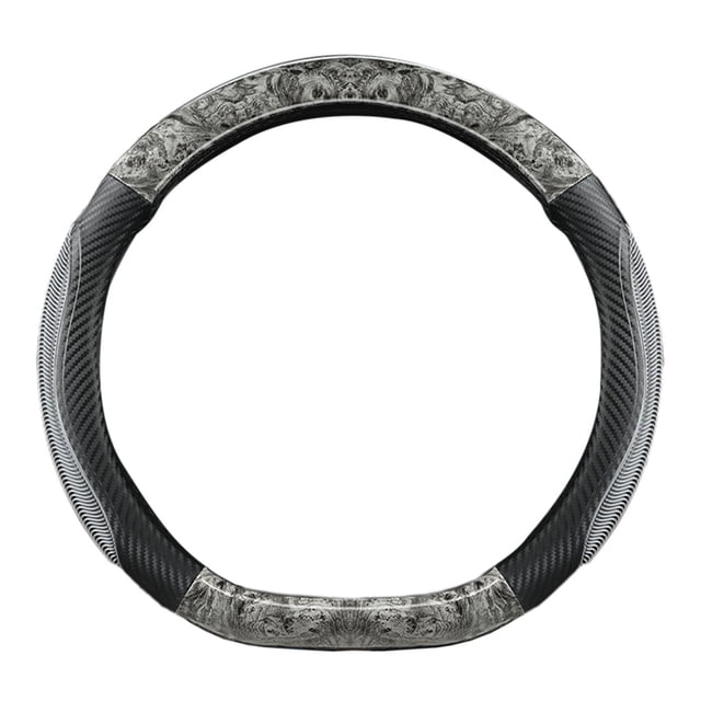 Grey Gray D-Shape Auto Steering Wheel Cover With Leather Feel And Anti-Skid Texture