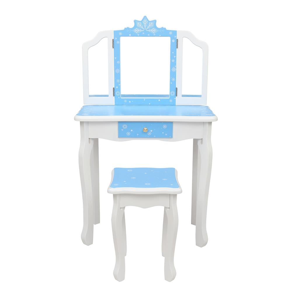 Details about  / Girls Vanity Makeup Kids Dressing Table Set w//Stool Drawer /& Mirror Jewelry Rose