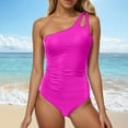 thumbnail image 2 of Huesdet Women's Tummy Control Swimsuits One Piece Swim Dress Plus Size Bathing Suits Ruffle Lace Swimwear[Hot Pink,XL], 2 of 6