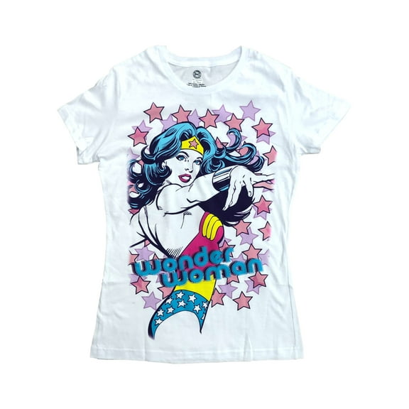 DC Comics Womens White Pastel Wonder Woman Star Tee Shirt T-Shirt Large