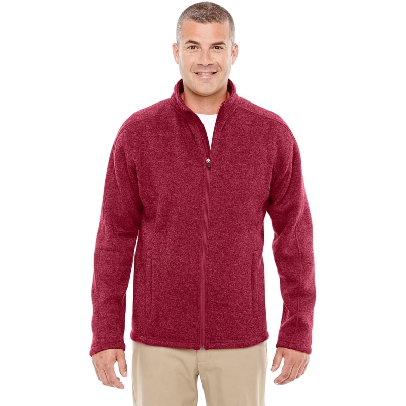 Devon & Jones Men's Bristol Full-Zip Fleece Jacket - Khaki Heather Sweater Fleece Midweight Jacket