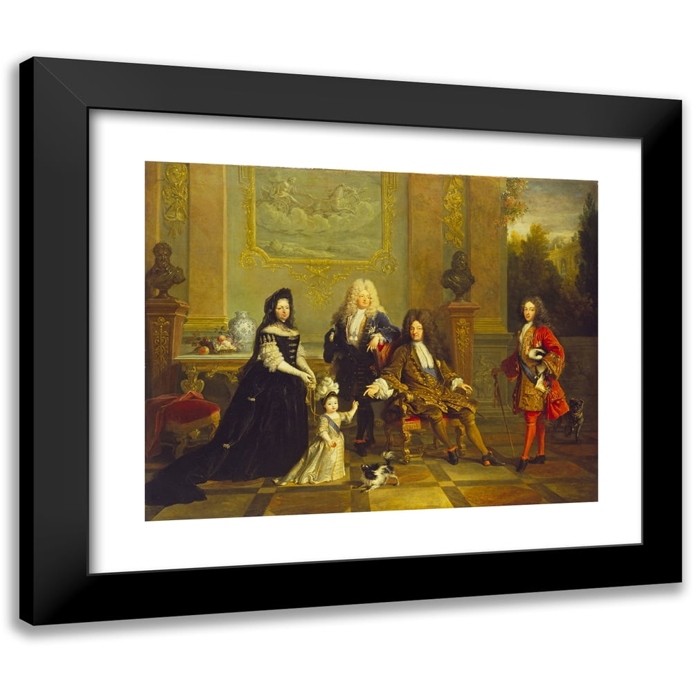French School 18x15 Black Modern Framed Museum Art Print Titled - Madame De Ventadour with Louis XIV and His Heirs (1715 - 1720)