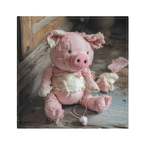 WOBOGO A Pink Piggy Doll Cloth Napkins 1 Piece Soft Elegant Touch Durable Absorbent Quick Drying for Elegant Dining
