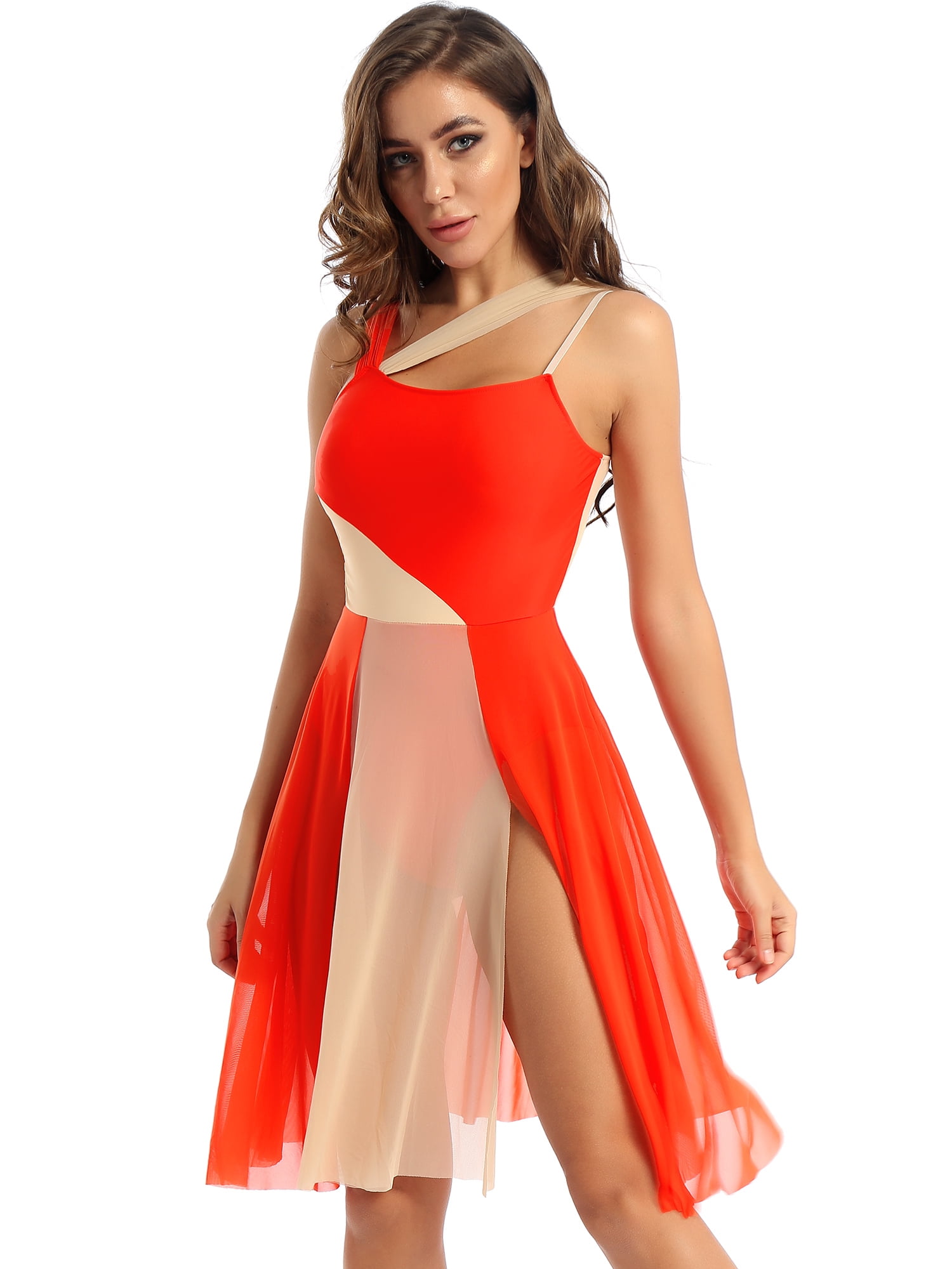 iEFiEL Womens Dance Leotard Dress Single Strap Lyrical Contemporary