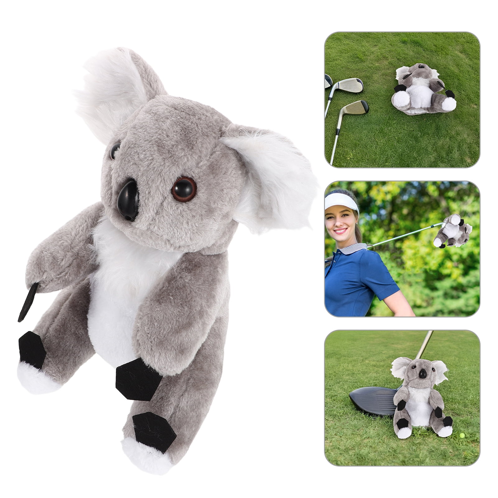DEEPCRAFF Plush Grey Golf Driver Covers for Drivers Animal Shape Headcover Protectors