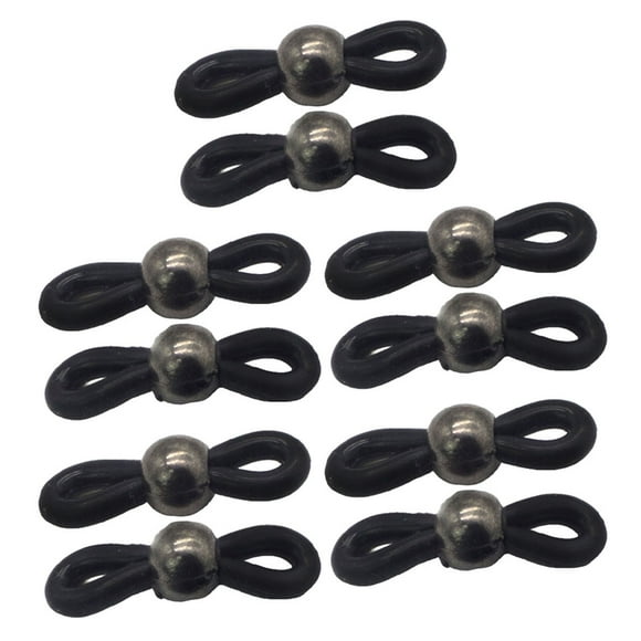 Lot de 10 Crochets pour Cordons de Lunettes, Extrémités Antidérapantes avec Connecteur de Retenue de Spirale en Métal, Support, Cadeaux, Accessoires pour Lunettes, Noir