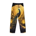 thumbnail image 3 of Vsdgher Elegant Gold Leaf Peacock Print Mens Pajama Pants Sleep & Lounge Pants, PJ Bottoms With elastic waistb and Pockets, 3 of 5