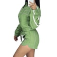 thumbnail image 4 of Womens Tracksuit 2 Piece Sets,Zip Up Cropped Jacket with High Waist Shorts,Long Sleeve Athletic Sweatsuits,Casual Summer Outfits for Workout Travel Light Green XXL, 4 of 8