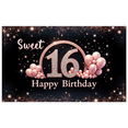 thumbnail image 3 of Pink Balloon Sweet Sixteen Birthday Banner Elegant Design Happy Birthday Decoration for Birthday Party Indoor Celebration, 3 of 8