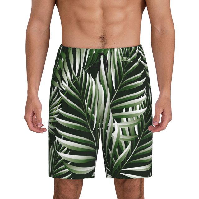 Fotbe Tropical Palm Leaves1 Pantalones Cortos de Pijama para Hombre, Ropa de Dormir, Pantalones de Pijama Cortos para Hombre-XX-Large