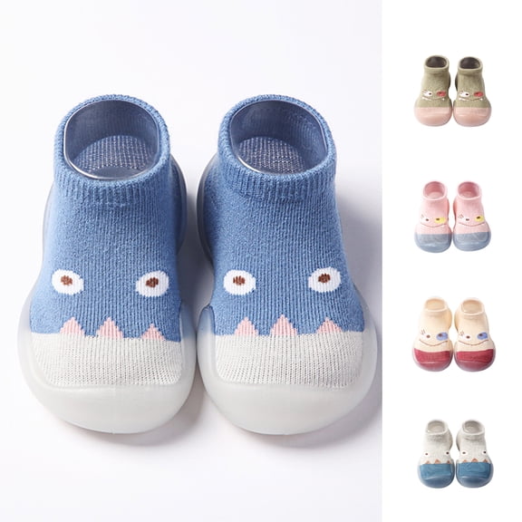 SPRING PARK Baby Boys Girls Cartoon First Walking Shoes Soft Toddler Socks Cute Shoes
