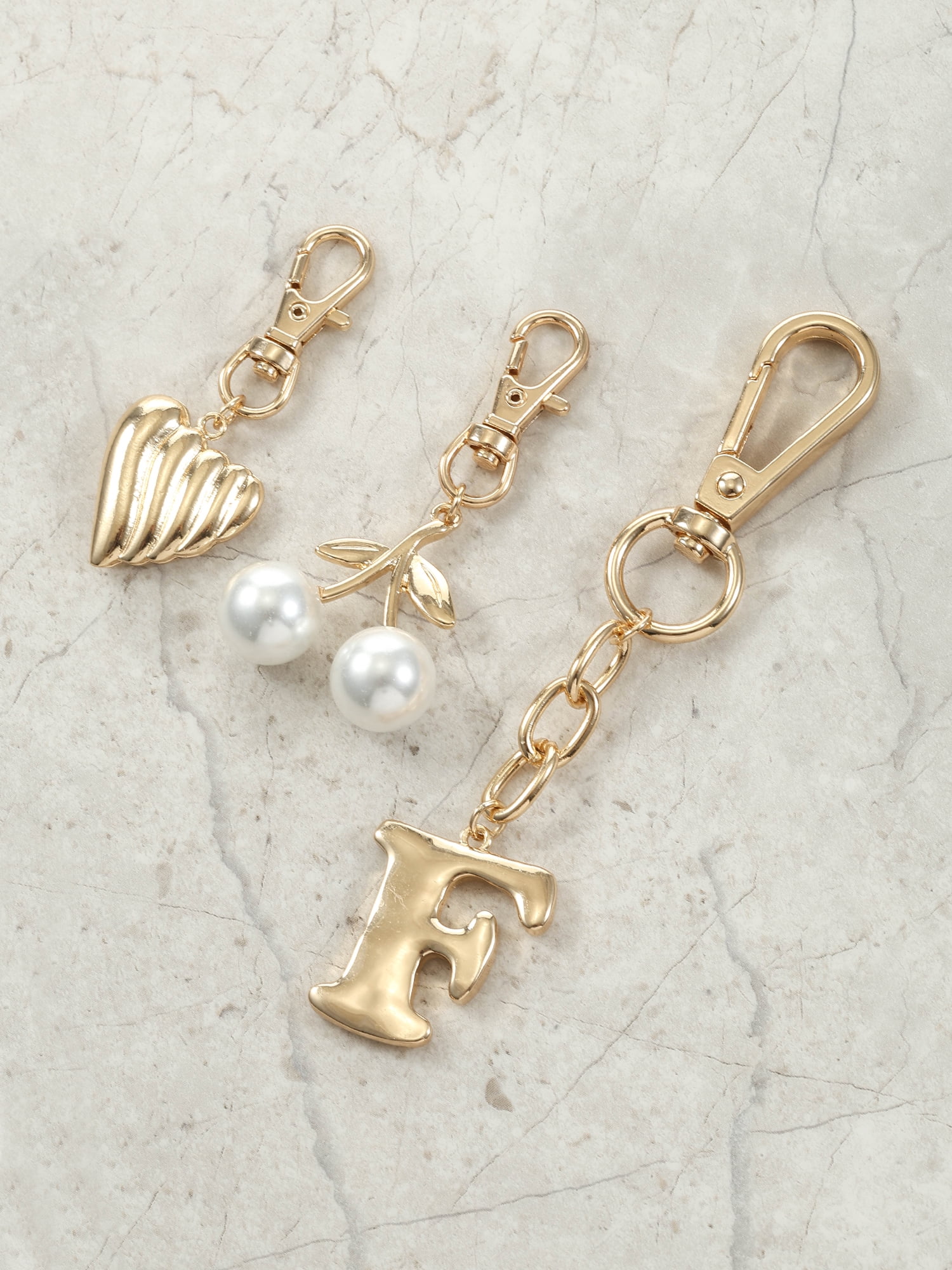 Time and Tru Goldtone Initial Letter Bag Charm Set, 3 Pieces, Letter F
