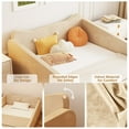 thumbnail image 6 of Zimtown Wood Bed, Floor Bed with Safety Guadrail, Montessori Bed with Soft Velvet Wood Bed, Mattress not Included (Beige), 6 of 8