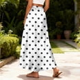 thumbnail image 4 of LWavelet Women Polka Dot Print Maxi Skirt Elastic Waist With Pockets Cute Summer Long Skirt Blue L, 4 of 5