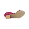 thumbnail image 5 of BLISSFUL STEP Women's Shoes Lace Up Faux Suede Open Toe Chunky Heel Sandals Hot Pink 7.5, 5 of 8