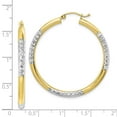 thumbnail image 3 of Auriga Fine Jewelry 10K Yellow Gold and Rhodium Diamond-cut 3mm Hoop Earrings for Women, 3 of 4