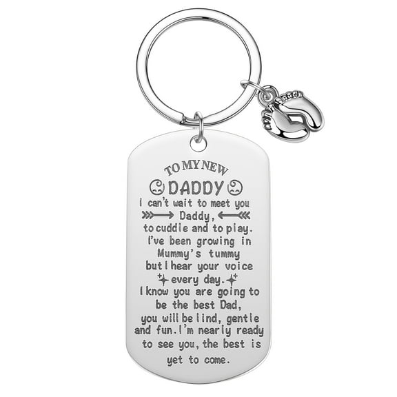 To My Daddy Key Chain Love Gifts Papa Baby Foot Keyring Pendant Personalized Father's Day Keychain Stainless Steel Jewelry