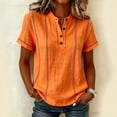 thumbnail image 5 of WHEANG Women's Stitch Detail T-Shirt â Short Sleeve Daily Wear Casual Womens T Shirts Button Neck Soft Cotton Blend Loose Fit Basic Tee Trendy Tops for Women(Orange Size S) Summer Sales Under $8, 5 of 5
