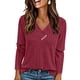 thumbnail image 1 of Camisa PRETTYGARDEN Mujer Manga Larga Cuello en V Acanalada Burdeos, 1 of 8