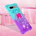 thumbnail image 6 of Clear Case for Google Pixel 7a with Kickstand for Girls Women, Liquid Glitter Sparkle Bling Cute Case Gradient Quicksand Cover for Google Pixel 7a JB Bluish Violet, 6 of 15