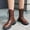 Brown, variant on Women's Chunky Boots Low Heels Ankle Boots Comfort Round Square Toe Lace Up Combat Boots Flats British Motorcycle Biker Boots