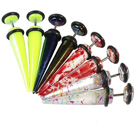 Fake Industrial Piercing BodyJ4You Fake Tapers Kit Glossy Multi-Color 0G Gauges Look Gauges Piercing Jewelry Set 8 Pieces ()