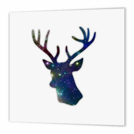 Star Wars Iron On Transfers - 3dRose Deer stag head silhouette of dark blue outer space stars galaxy, Iron On Heat Transfer, 8 by 8-inch, For White Material