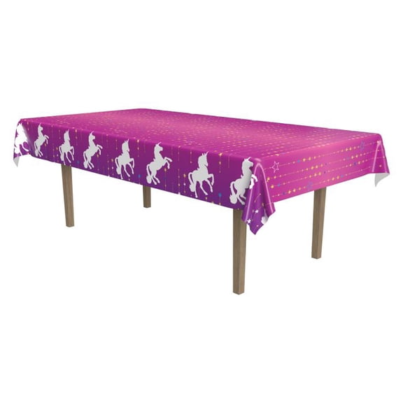 Beistle Unicorn Disposable Party Tablecloth - 108" - Multicolor - Pack of 12