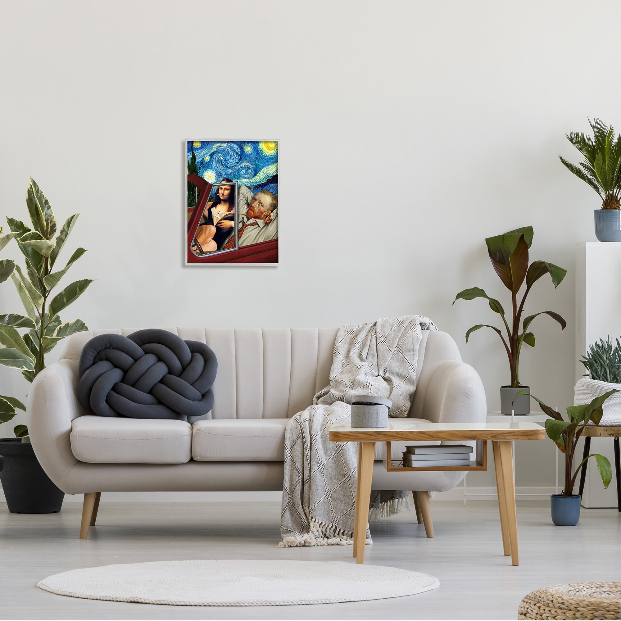 Stupell Industries Van Gogh & Mona Lisa Driving Starry Night Sky Framed Wall Art, 16 x 20, Design by Jeremiah Ketner