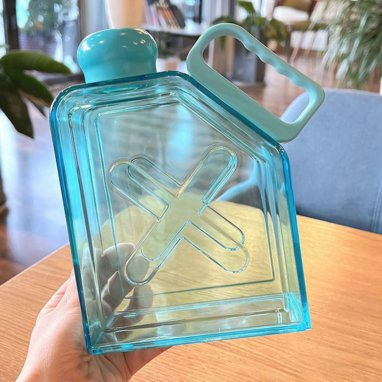 Clear Reusable Slim Flat Water Bottle 33.8oz Portable - Fits in Pocket  &Random Corner.Transparent Portable Cup for School,Sports, Travel, Dining  Time