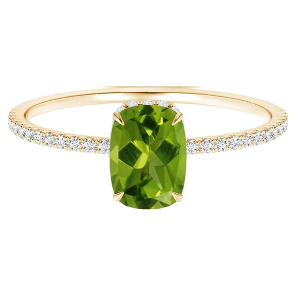 Cushion 2.50 Ctw Peridot 925 Sterling Silver Solitaire Yellow Plated Women Ring