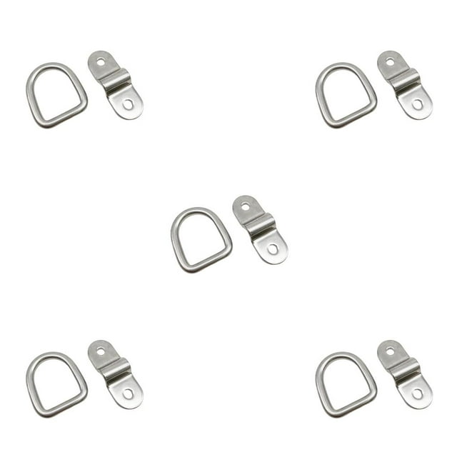 Thinsony D Ring Tie Downs Heavy Duty Rustproof Lashing Rings Easy Installation Cargo Hook Trailers Trucks Boats Warehouses Silver 5PCS
