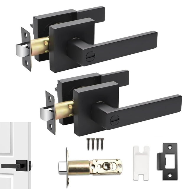 2 Piezas Manija de Puerta sin Llave,Manija de Puerta de Privacidad con Cerradura,Chapas para Puertas Interiores sin Llave,Mango Reversible Que Soporta Puertas de Mano Lzquierda y Derecha,para Recámara