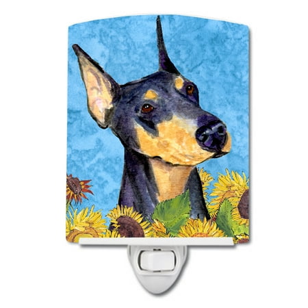 

Carolines Treasures SS4128CNL Doberman in Summer Flowers Ceramic Night Light 6x4x3 multicolor