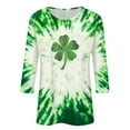 thumbnail image 3 of Hvot&aat Ladies' St Patty's Day Casual Shirt 3/4 Sleeve Crewneck Irish Clover Tunic Tops, 3 of 3
