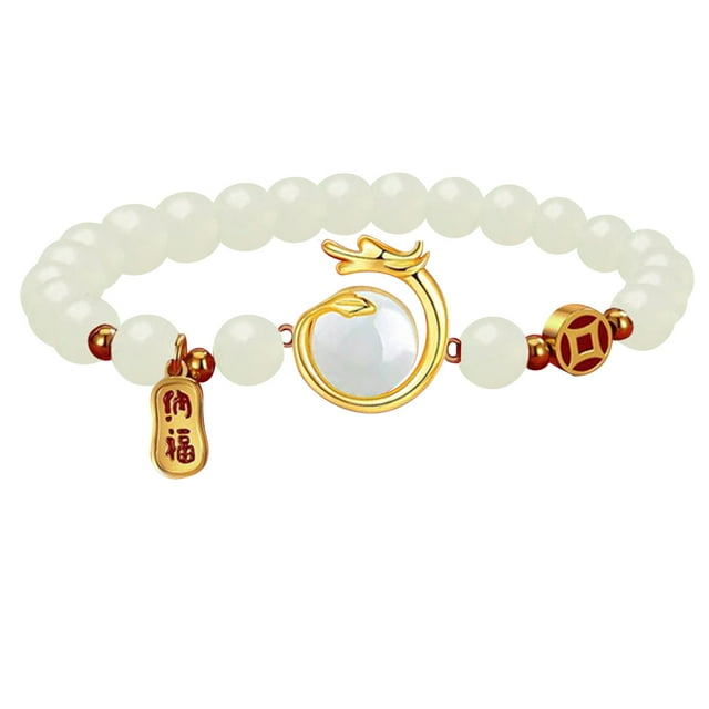 Fiudx Pulsera de Cuentas, Estructura Única, Energía Simbólica, Año Del Dragón, Elegante Accesorio de Noche, Accesorio para Bodas, Estilo Versátil, Incluye 1 Pulsera, Especial de Año Nuevo 2024
