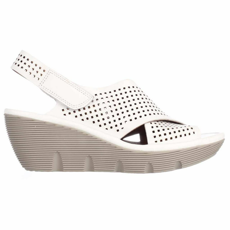 Predecir famoso brillo Womens Clarks Clarene Award Perforated Wedge Sandals - White - Walmart.com