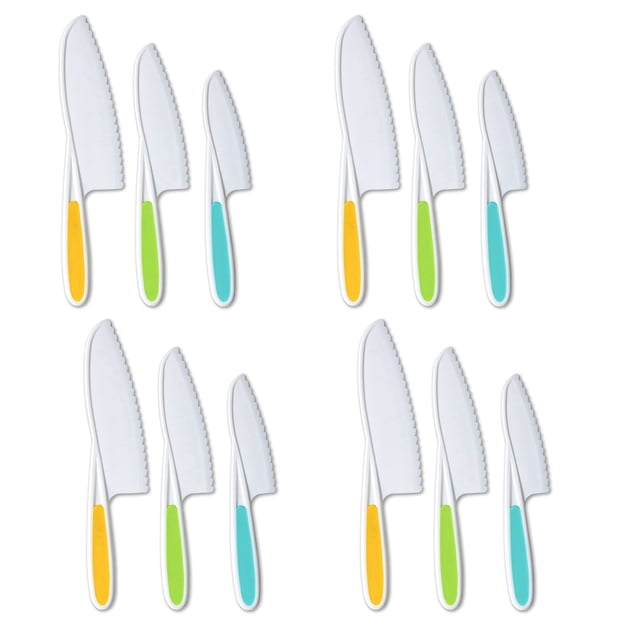 Knives for Kids 12-Piece Nylon Kitchen Baking Knife Set,Children's Cooking Knives Firm Grip, Serrated Edges