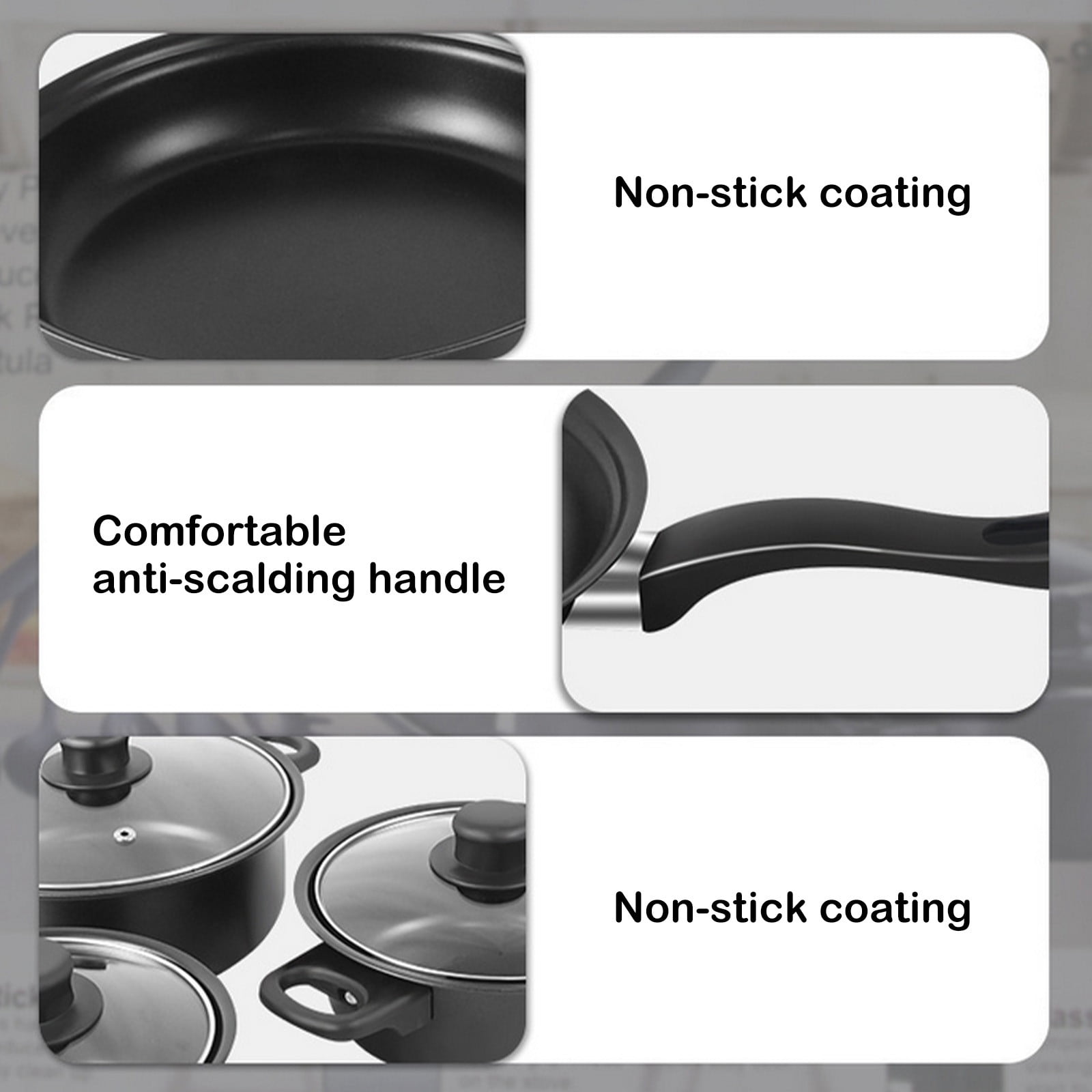 Oefntac Pots and Pans Set Non Stick Thirteen Piece Cookware Set Soup Pot Milk Pan Frying Pan Non-Stick Spatula Set Maifan Stoneware Multi-Piece Set