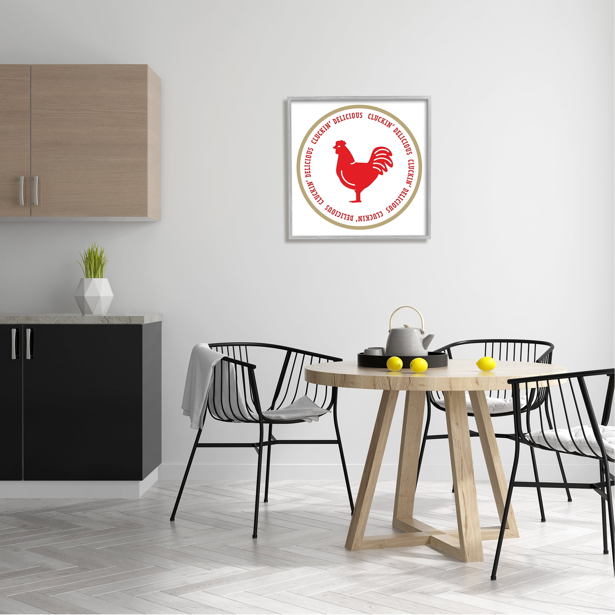 Stupell Industries Cluckin' Delicious Phrase Animals & Insects Painting Gray Framed Art Print Wall Art, 24 x 24